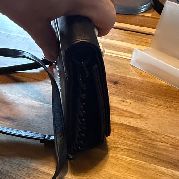 Betsey Johnson Black Crossbody Bag with White Hearts - Picture 3 of 10